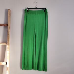 Women's Green Knit Loose Lounge Wide Leg Sweater Pants M